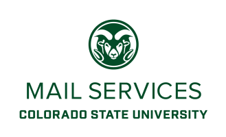 Mail Services Colorado State University Logo Green Stacked with Rams Head